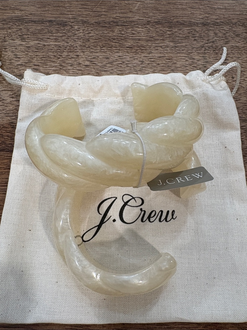 J. Crew Pearlescent Cream Twisted Resin Cuff Bracelet NWT